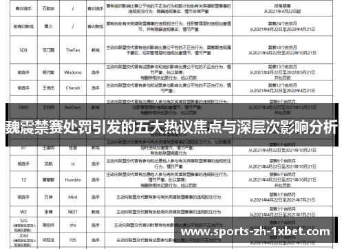 魏震禁赛处罚引发的五大热议焦点与深层次影响分析